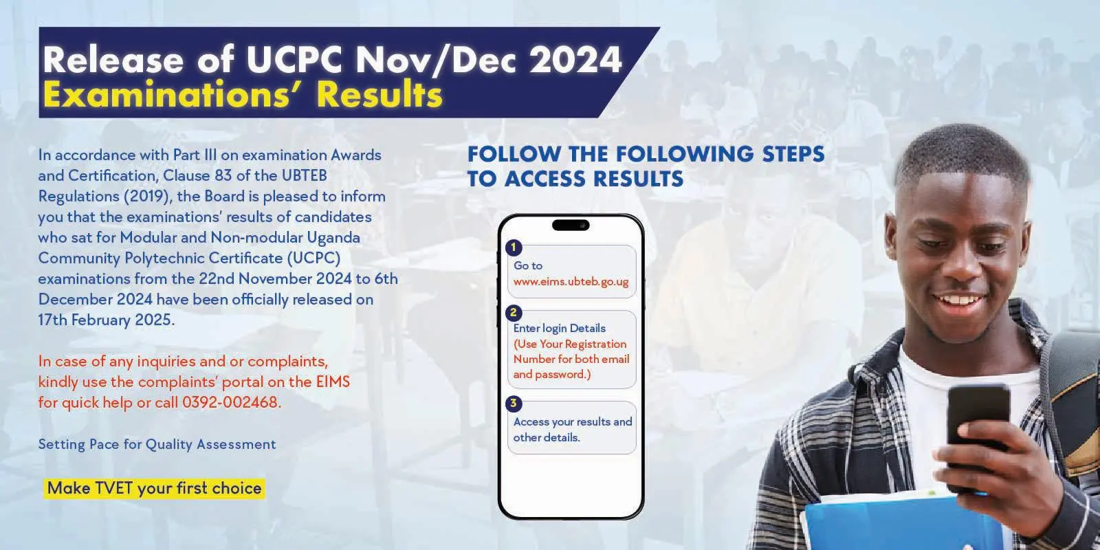 Release of UCPC November/December 2024 Examinations’ Results